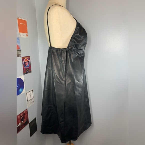 Black Leather Mini Dress Victoria’s Secret Faux Leather Dress Large - Picture 3 of 7